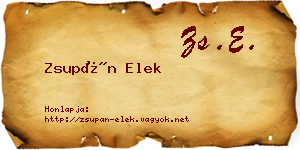Zsupán Elek névjegykártya